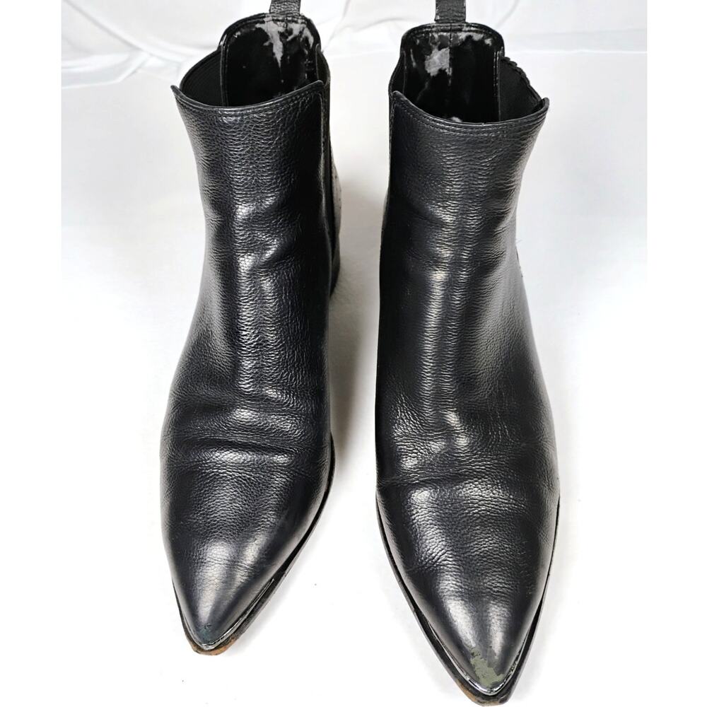 Marc Fisher Yale Black Leather Chelsea Boots Pointed Toe Slip On Womens 7.5M